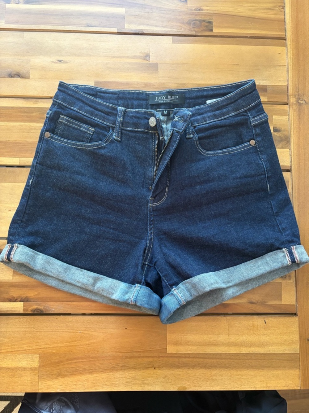 Judy Blue Dark Indigo Rolled Cuff Denim Shorts